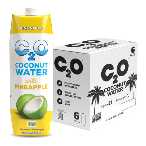 Coconut Water with Pineapple 1 Liter 33.8oz (6 Pack)